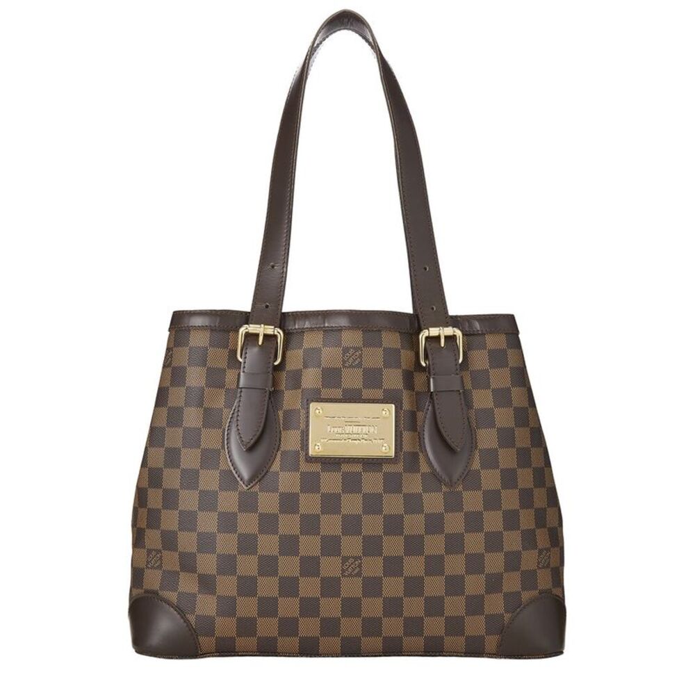 Louis Vuitton Brown Damier Ebene & Vachetta Leather Hampstead Mm (Authentic